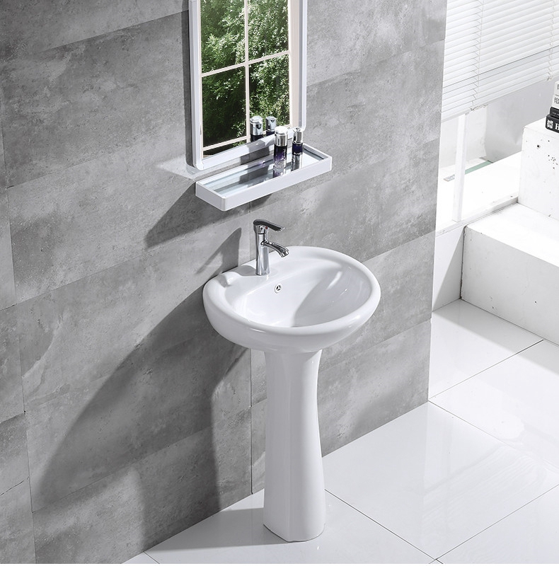 Column Basin Ceramic Home Wash Basin Small Family type Makeup Room Floor Washbasin Integrated Balcony Washout Pool Basin