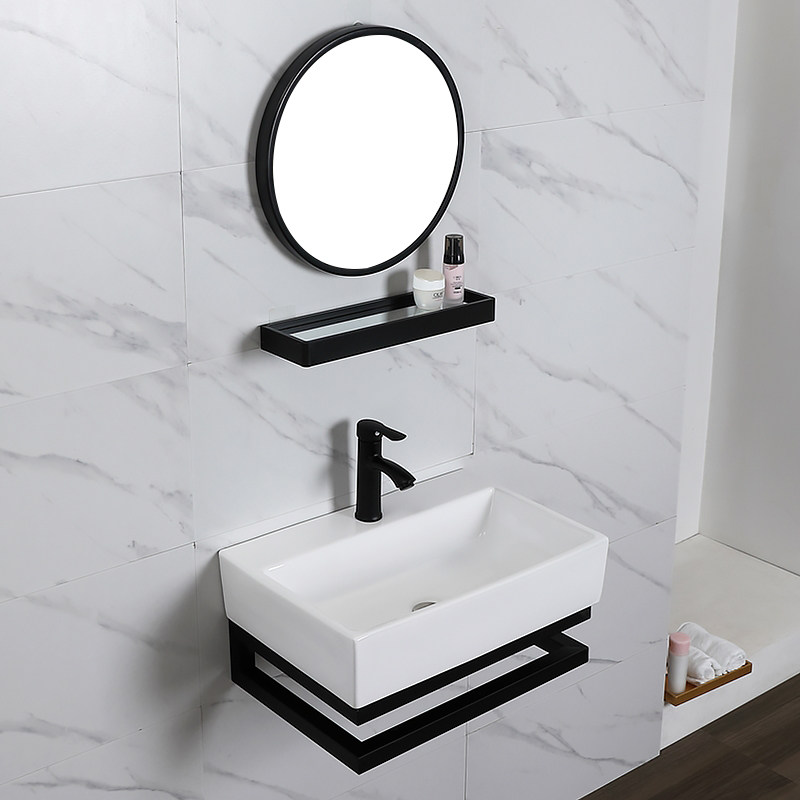 Nordic small apartment wall-mounted simple washbasin Single sink powder room Household mini washbasin Ceramic sink