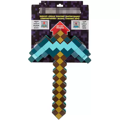 Minecraft我的世界周邊新款可變形劍鎬二合一變裝武器玩具模型