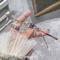 Japanese style ascetic style rimless glasses for women Korean version trendy Jennie same style myopia equipped with prescription makeup artifact