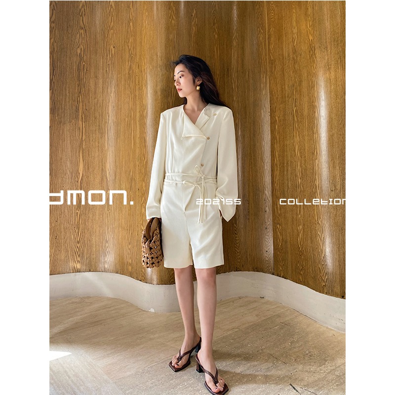 DMON Platinum Series-advanced lazy feeling Japan imported acetic acid white suit jumpsuit female 2021 New