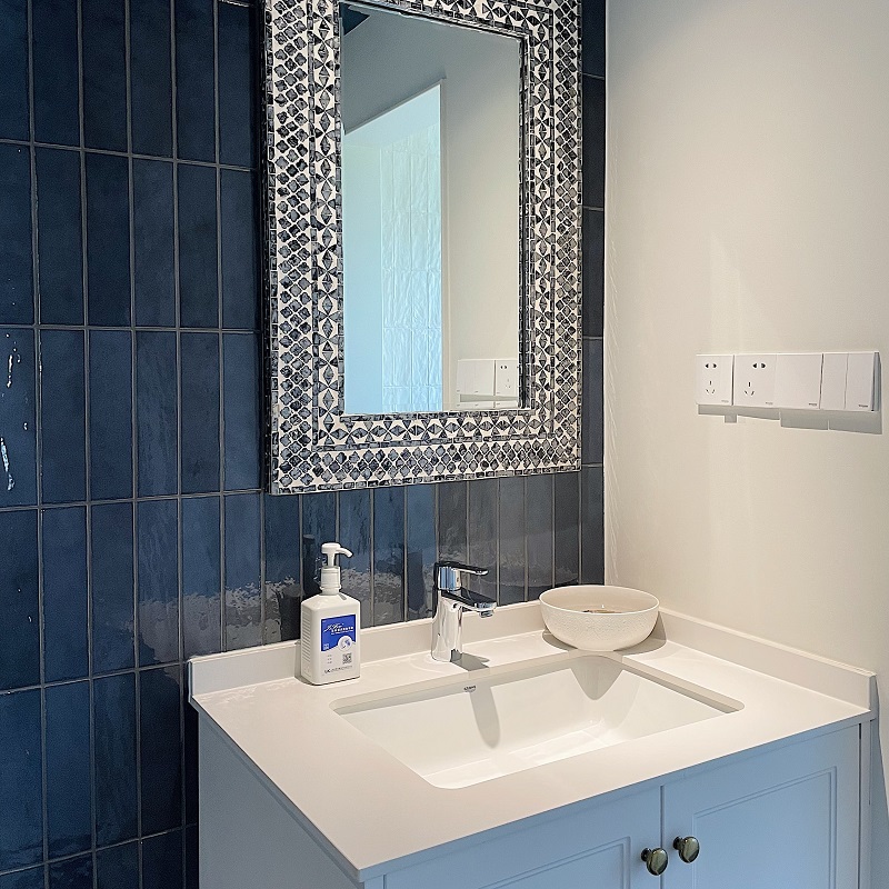 Small Matches Spain Imports Deep Blue Tiles Full Porcelain Antique Brick Bright Face Doing Old Genin Kitchen Make-up Room Wall Brick