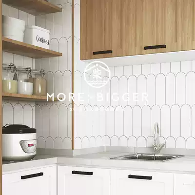 Net red small matches fan-shaped long strip glazed feather brick colored wall tile special-shaped tile background wall kitchen dressing room