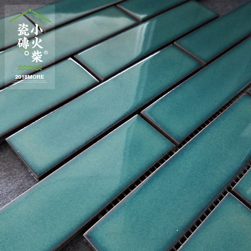 Small matches Nordic ins black and white grey powder green glazed face brick mosaic full ceramic tile wall brick kitchen dressing room