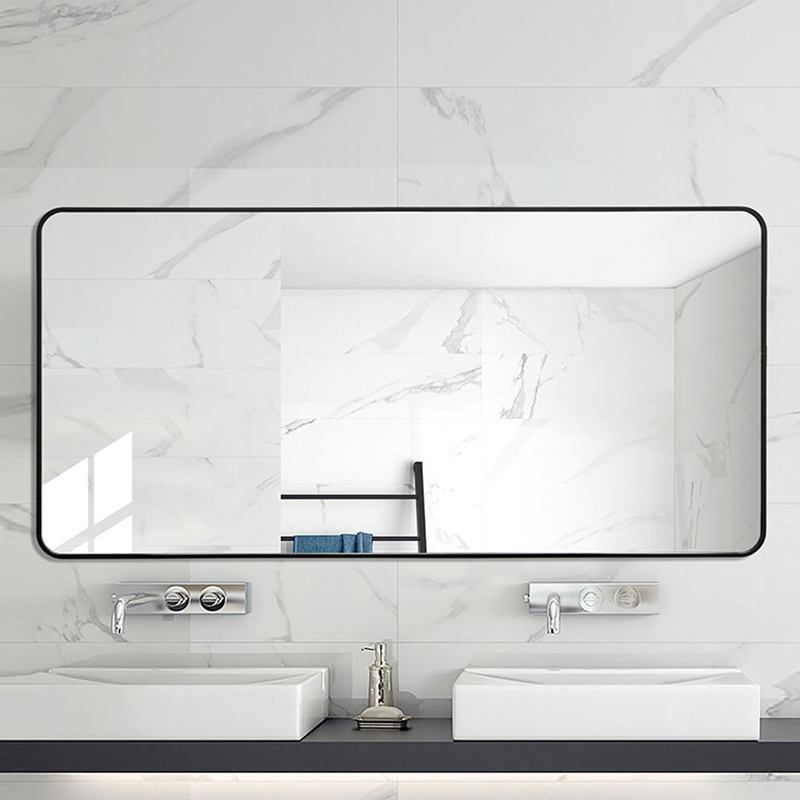 BOLEN Aluminum Alloy Rounded Corner Bathroom Mirror Wash Table Mirror Makeup Room Mirror Wall-mounted Wall Bathroom Makeup Makeup Mirror