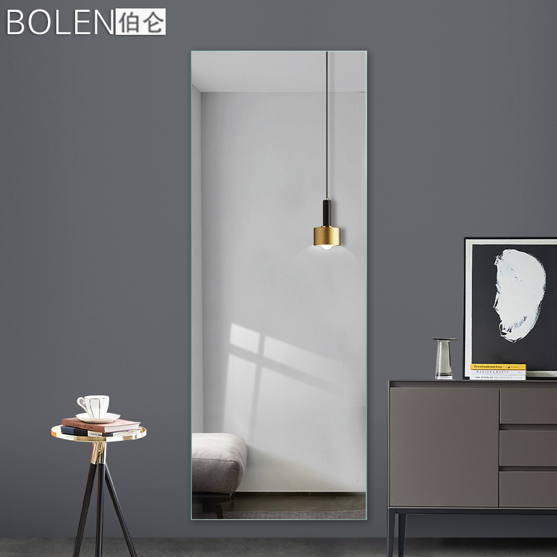 BOLEN fitting mirror Full-length mirror frameless wall-mounted mirror Full-body custom hypotenuse silver mirror Clothing store large mirror