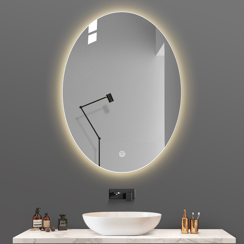 Frameless led light mirror wall-mounted bathroom mirror bathroom bathroom makeup mirror smart bathroom mirror oval