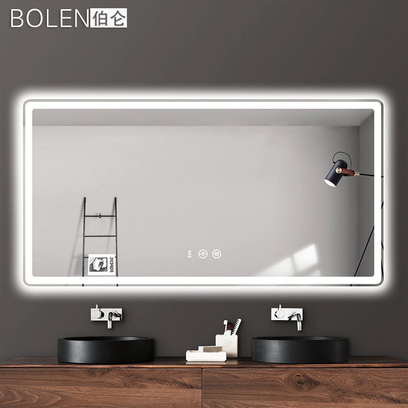 Smart Bathroom Mirror Makeup Room Mirror Hanging Wall Wash Table Led with lamp Touch Screen Home Bathroom Antifog Mirror