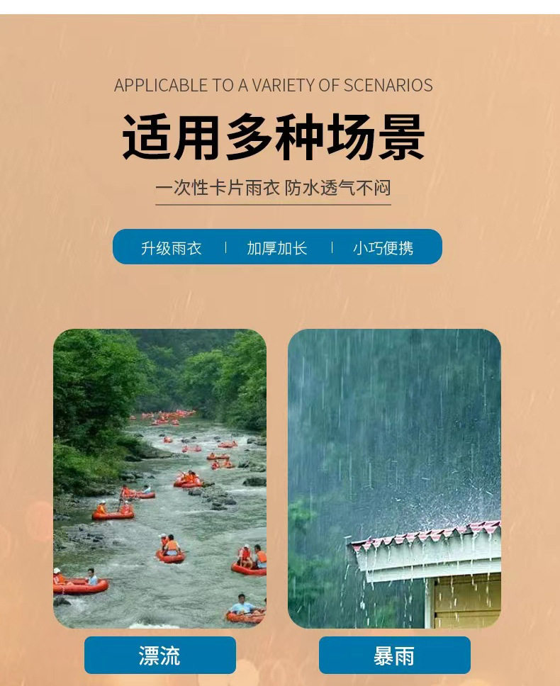成都卡片雨衣真空压缩加厚20g成人户外旅游景区便携式一次性雨衣详情8