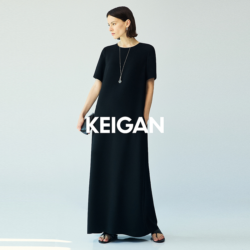 Open-Front/Japanese Imported Triacetate Double-Sided Crinkle Minimalist Row Style Short-Sleeve A-Line Extra-Long Paper-Thin Dress