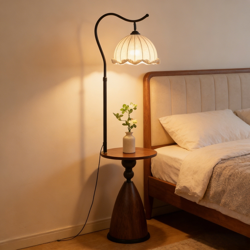 Magic Alternative to Bedside Table, Home Bedroom Bedside Side Cabinet, Storage Rack, Solid Wood Small Side Table, Bedside Table with Integrated Light
