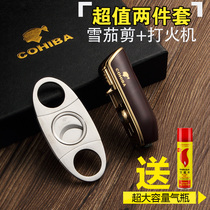 Cigar cutter lighter set cigar cutter stainless steel cigar scissors pliers punch high-end gift box