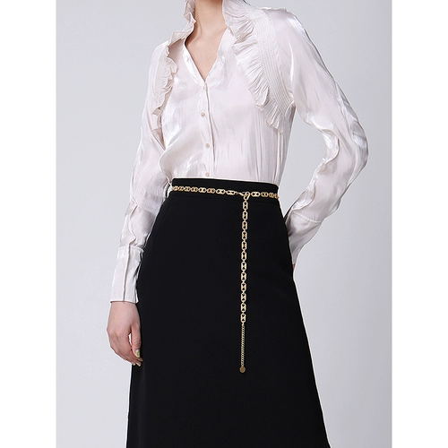 Металлический золотой аксессуар, брендовый ремень, подходит с юбкой, платье, цепь