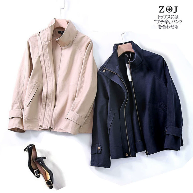 Chất lượng thời trang cotton trench coat của phụ nữ áo khoác ngắn của phụ nữ mùa xuân 2021 quần áo một mảnh giao hàng của phụ nữ phong cách mới - Trench Coat