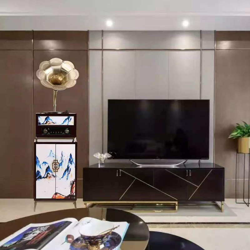 Canna Gramophone Q6 Retro Home Vinyl Record Player Old-fashioned American Style Solid Wood Loudspeaker Audio