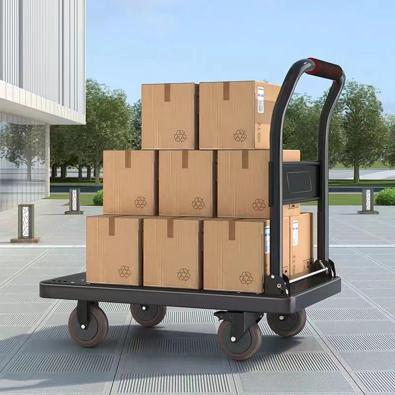 Thickened Folding Trolley Flatbed Truck Pull Wagon Cart Cart Cart Silent Flat Delivery Small Cart Porter