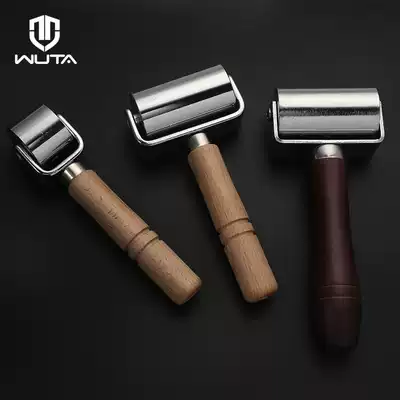 Leather roller push wheel roller diy handmade leather tool pressed leather solid wood handle fine steel head cobbler leather art