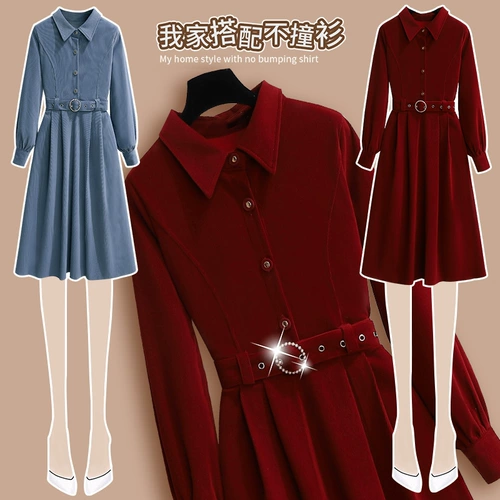 Вельветовое платье, демисезонная юбка, приталенный корсет, яркий броский стиль, французский стиль