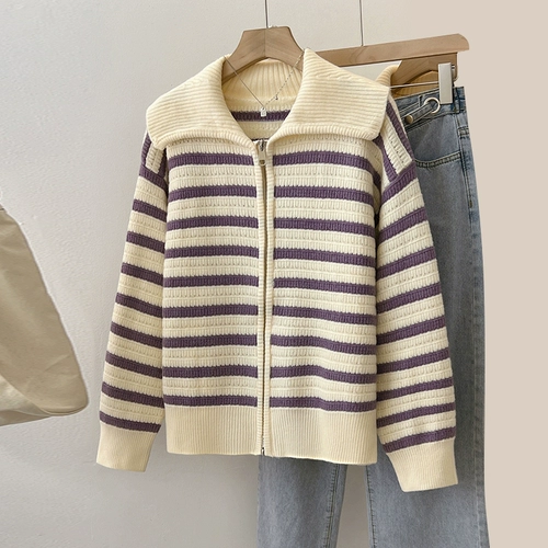 Демисезонный свитер с молнией, трикотажный кардиган, куртка