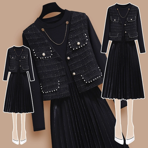 Осеннее платье, осенний лонгслив, комплект, в стиле Шанель, 2025 года, премиум класс