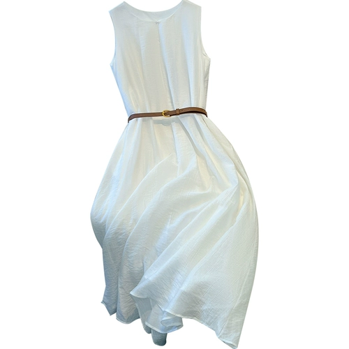 Белое летнее платье-комбинация без рукавов, длинная юбка, подходит для подростков, французский стиль