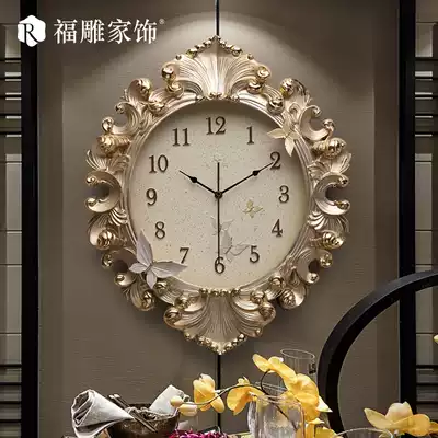 Fu carving home decoration creative modern simple European-style wall clock mute clock Living room Bedroom dining room clock wall wall clock