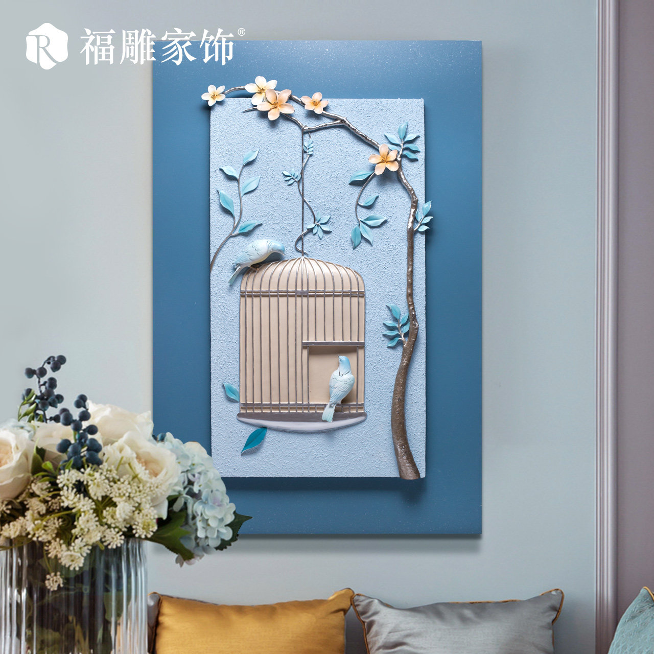 New Chinese Dining Hall Decoration Painting Dining Hall Modern Brief About Vertical Version Hand Painted Wall-mounted Painting Xuanguan Wall 3D Solid Relief