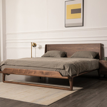 Nordic black walnut solid wood bed 1 8 meters double bed custom modern minimalist wedding bed