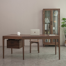 Nordic black walnut desk corner solid wood desk light luxury computer desk home writing desk