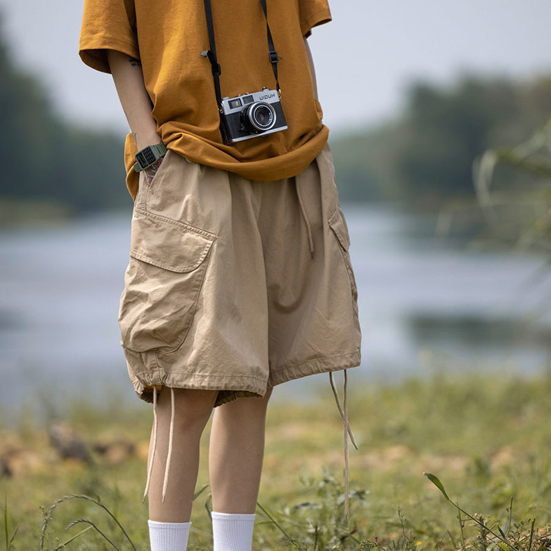 Japanese-Style Large Pocket Cargo Straight Shorts Unisex Trendy Brand Summer Solid Color Casual Loose Student Five-Point Shorts Japanese-Style Large Pocket Cargo Straight Shorts Unisex Trendy Brand Summer Solid Color Casual Loose Student Five-Point Shorts