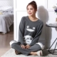 Mùa xuân và mùa thu cotton dài tay đồ ngủ vài người đàn ông và phụ nữ cộng với phân bón để tăng đang béo mm200 pound quần áo bông lỏng tại nhà bộ đẹp cho người cao tuổi