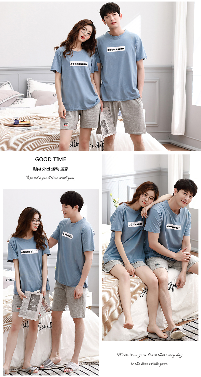 Mùa hè tay áo ngắn cộng với chất béo cotton kích thước lớn vài bộ đồ ngủ nam và nữ béo mm 200 kg dịch vụ tại nhà phù hợp với bộ đồ hai mảnh đồ bộ mặc nhà cao cấp