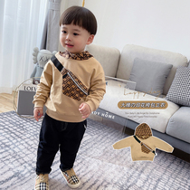 Printed Backpack Fashion Trends Children Clothes Spring Fall Thin middle children Yangqi pure cotton blouse baby T-shirt