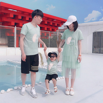 2021 summer new short-sleeved creative parent-child outfit a family of three or four mother and son t-shirt super-western style pure cotton mother and daughter outfit