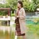 ເສື້ອຢືດນອກລະຫັດ Jonita Women's 2024 Autumn and Winter Wool Coat Long Double-sided Wool Coat Plaid Zero Cashmere Jacket