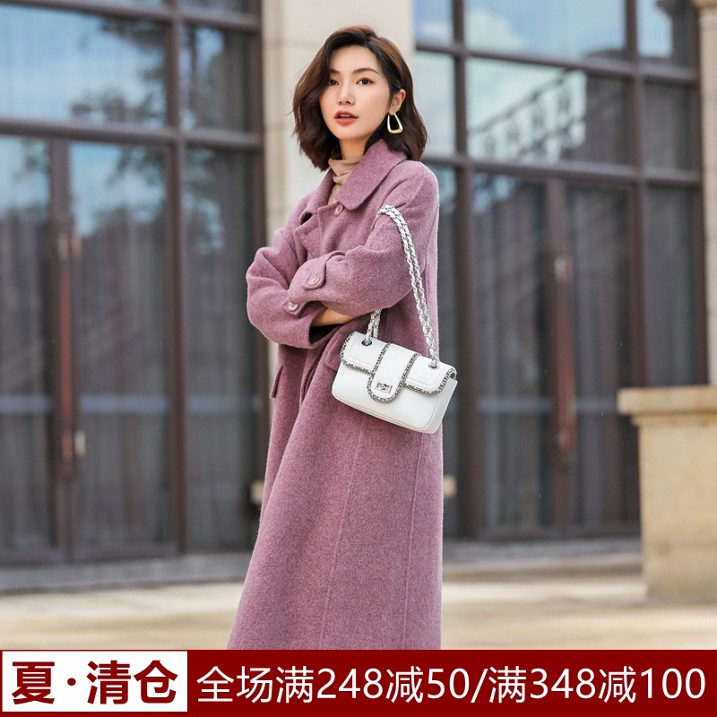 Thương hiệu Jonita dành cho phụ nữ mùa thu và mùa đông năm 2021 len mới áo khoác len cashmere hai mặt len ​​dài giữa hai mặt của thương hiệu Jonita - Trung bình và dài Coat