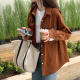 Retro long sleeve corduroy caramel shirt jacket thick