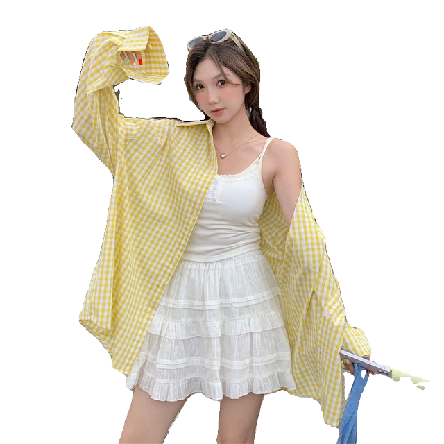 Dopamine Cardigan Long Sleeve Sun Protection Shirt Cream Yellow