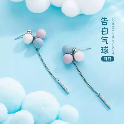 Exquisite small earrings female sterling silver Korean temperament long version of tassel fairy Air forest Super fairy simple small ear needle