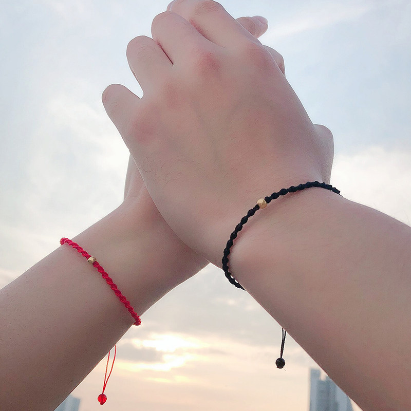 Gold Transfer Beads Handmade Year 999 Foot Gold Small Golden Beads Handknitted Lovers Red Rope Gifts To Girlfriend