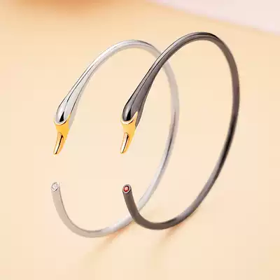 Swan bracelet girls S925 sterling silver light luxury accessories ins niche design exquisite simple open bracelet gift