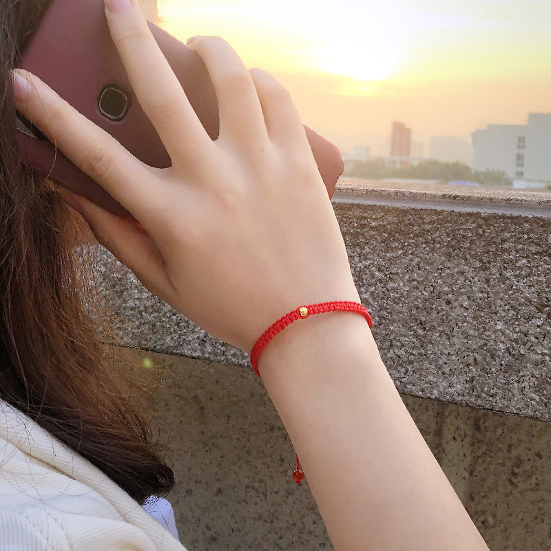S999 Foot Gold Gold Transfer Beads Handmade Female Ben Year Red Bracelet Handwoven Minimalist Couple Hand Refine Pair