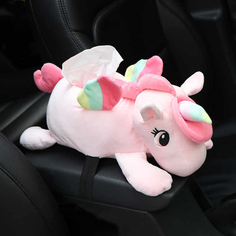 Car tissue box unicorn cartoon cute car car hanging hand box chair back sun visor plush car tissue box