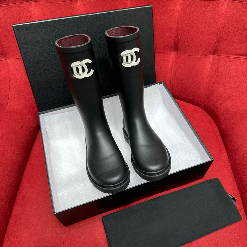 Yang Mi's Same Style Rain Boots, European Version 2025 New Model, Celebrity Style Water Shoes, Waterproof Riding Boots, Double C Women's Boots