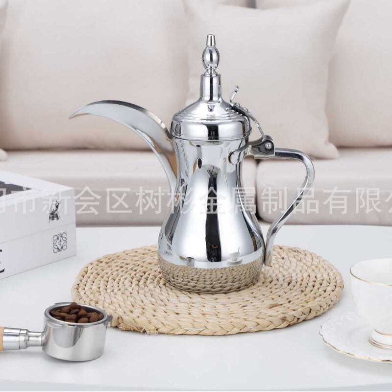 Factory Direct Sales Stainless Steel Middle Eastern Pot Arabic Coffee Pot Hot Water Kettle Teapot Palace Pot Gold Silver Factory Direct Sales Stainless Steel Middle Eastern Pot Arabic Coffee Pot Hot Water Kettle Teapot Palace Pot Gold Silver