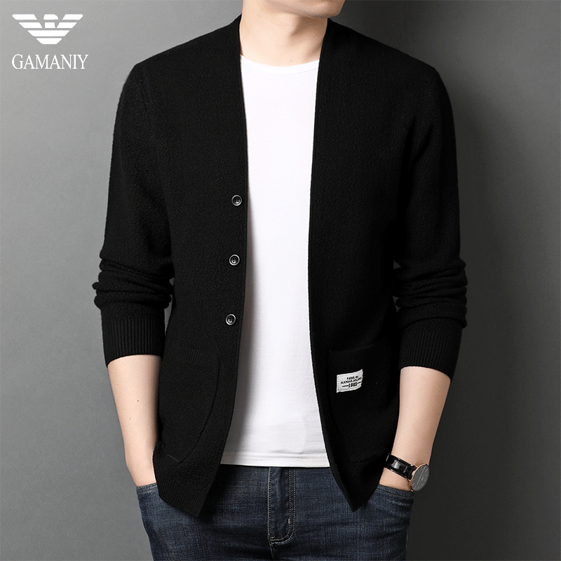 Chiyamanian knit cardiovert sweater male Korean version casual new jacket 100 hitch male outwear jacket thin