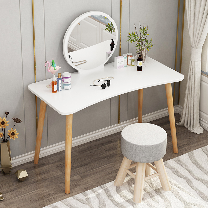 Nordic dressing table bedroom small apartment simple modern ins wind net red dressing table economical solid wood dressing table