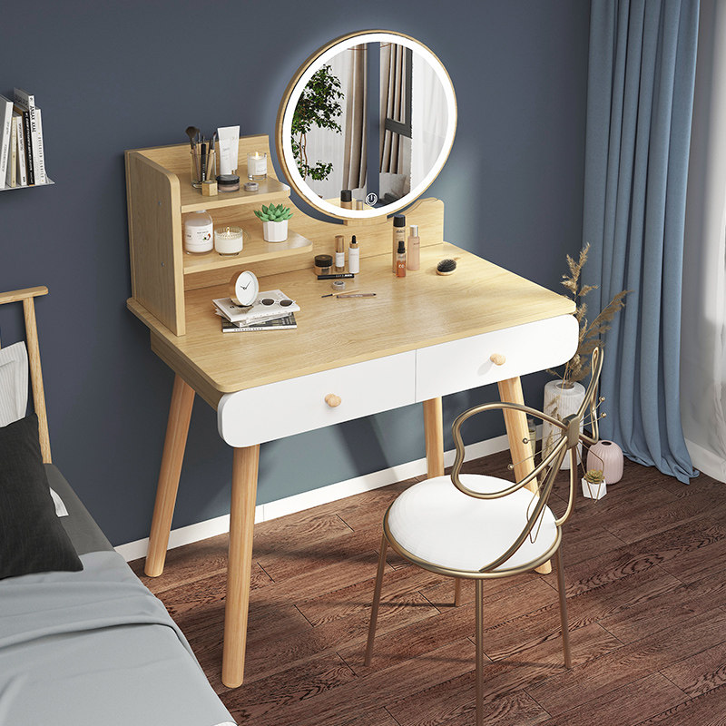 Light Extravagant Makeup Bench Modern Minima Bedroom Small Family Type Containing Cabinet Integrated Makeup Table Dins Net Red Makeup Table