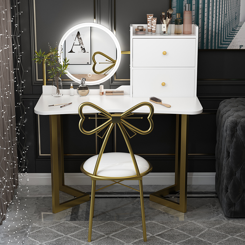 Light luxury Nordic makeup dressing table with lamp Imitation marble All-in-one modern simple net red ins bedroom
