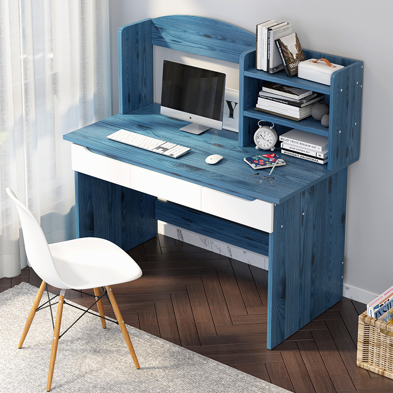 Nordic Bedroom Desk Integrated Modern Home Children's Computer Desk Brief Desk Chair Original Wood Color Bookshelf Combo